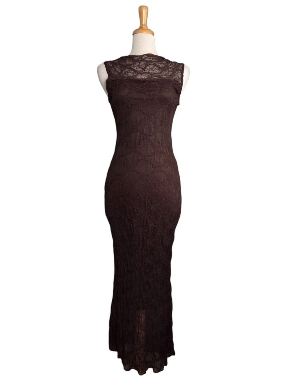See You Monday Floral Brown Lace Maxi Dress Women's Size L Whimsigoth Coquette